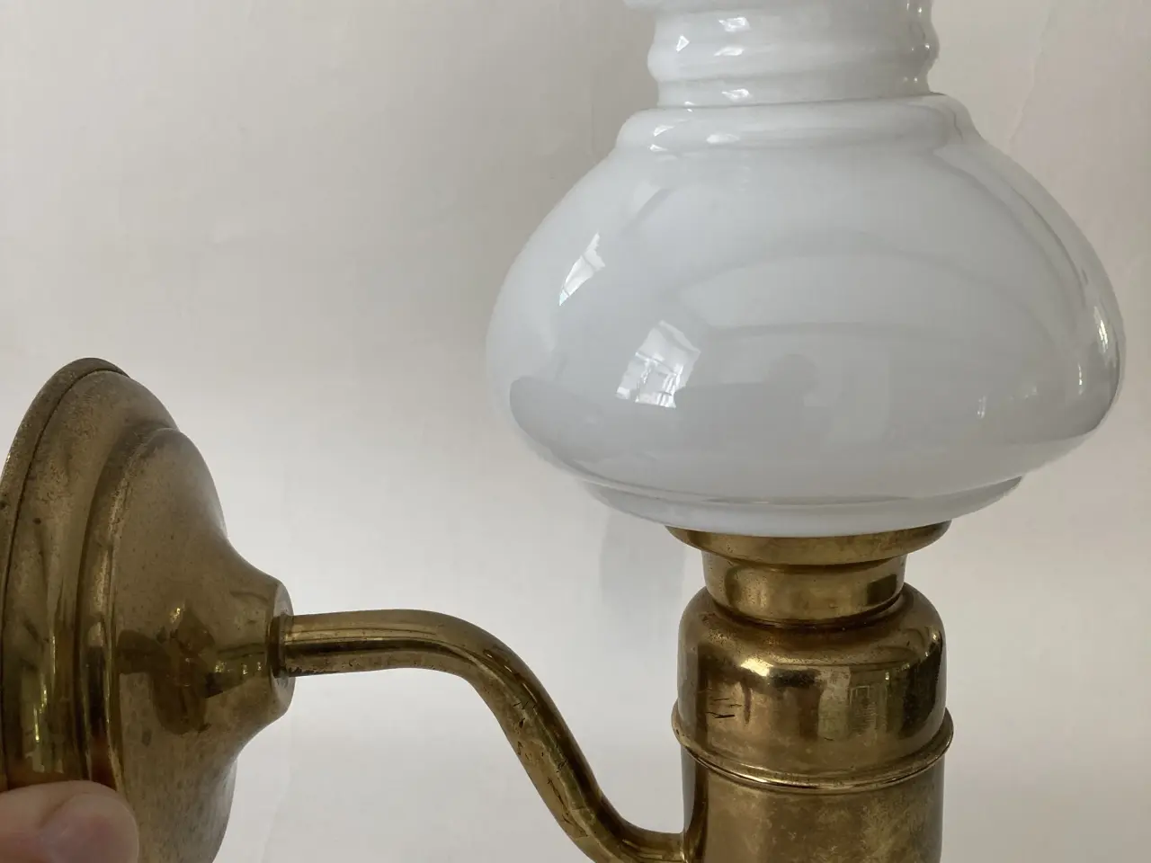 Billede 1 - Messing lampet med glas skærm