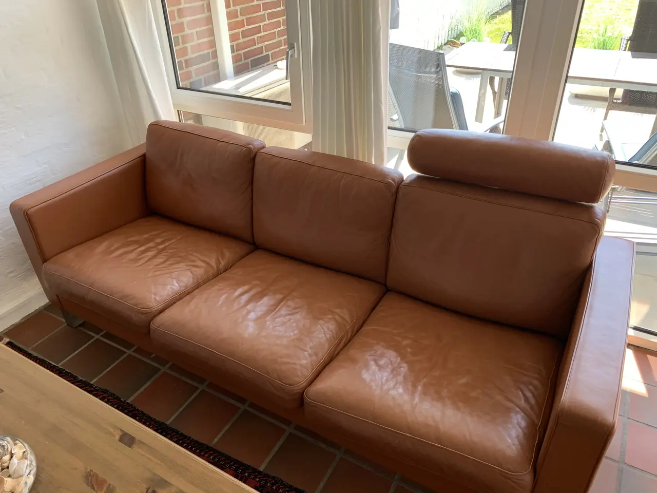 Billede 2 - Mogens Hansen 3 personers sofa i lysbrun læder