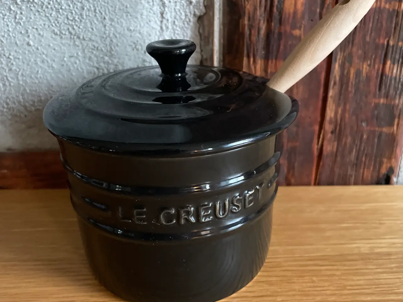 Billede 1 - Le creuset sukkerskål med ske sort 