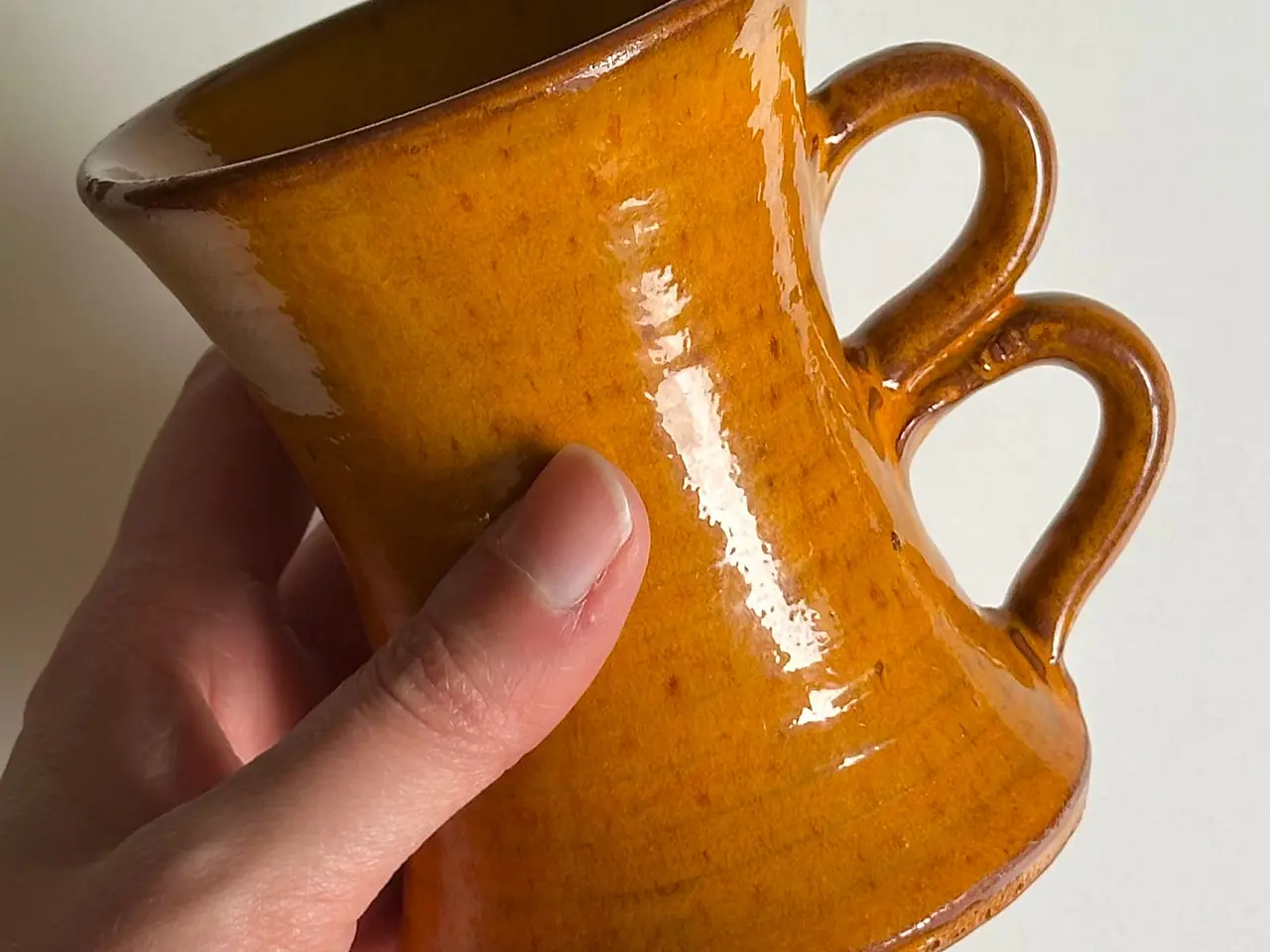 Billede 3 - Keramikkrus, orange glasur