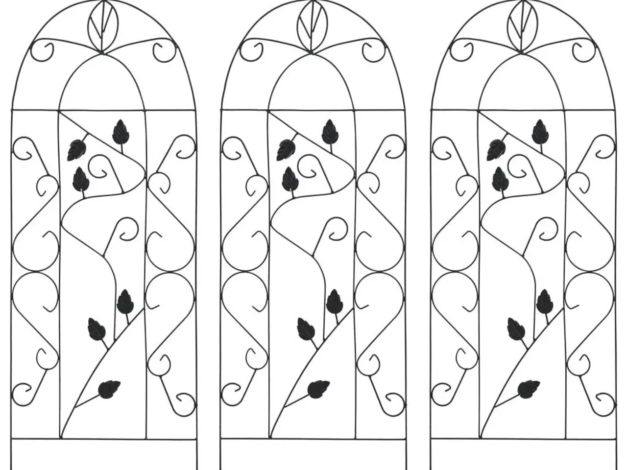 Billede 1 - Plantestativer 3 stk. 40x100 cm jern sort