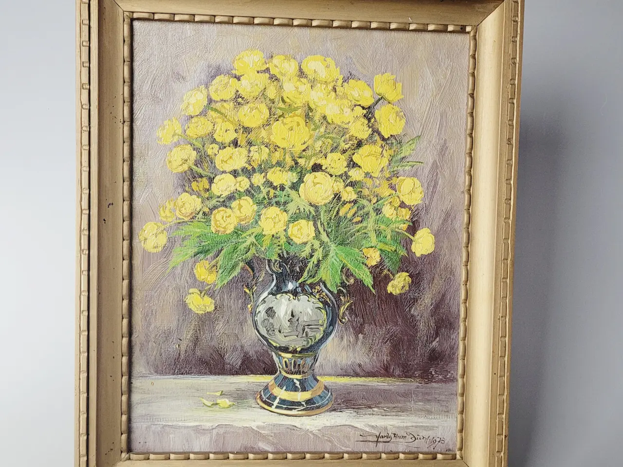 Billede 1 - Oliemaleri af Hardy Dam Juhl (1973) Gule Blomster