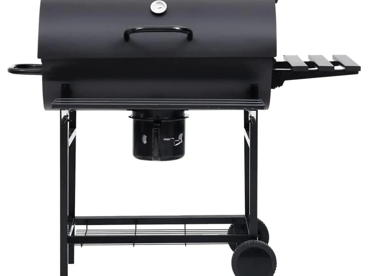 Billede 3 - Tøndegrill med hjul og hylder - stål, sort, 115×85×95 cm