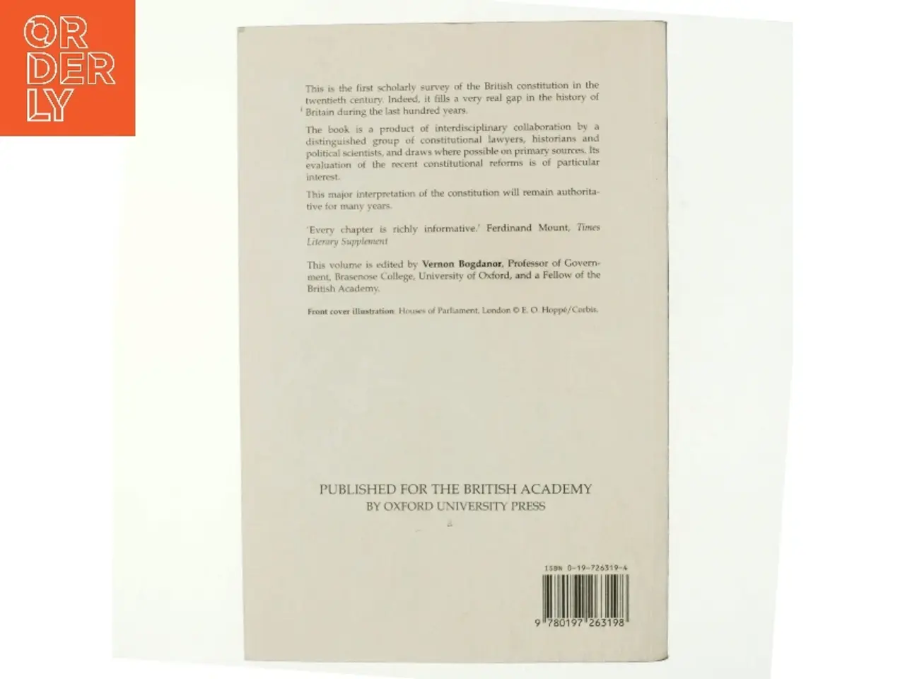 Billede 3 - The British Constitution in the Twentieth Century af Vernon Bogdanor (Bog)