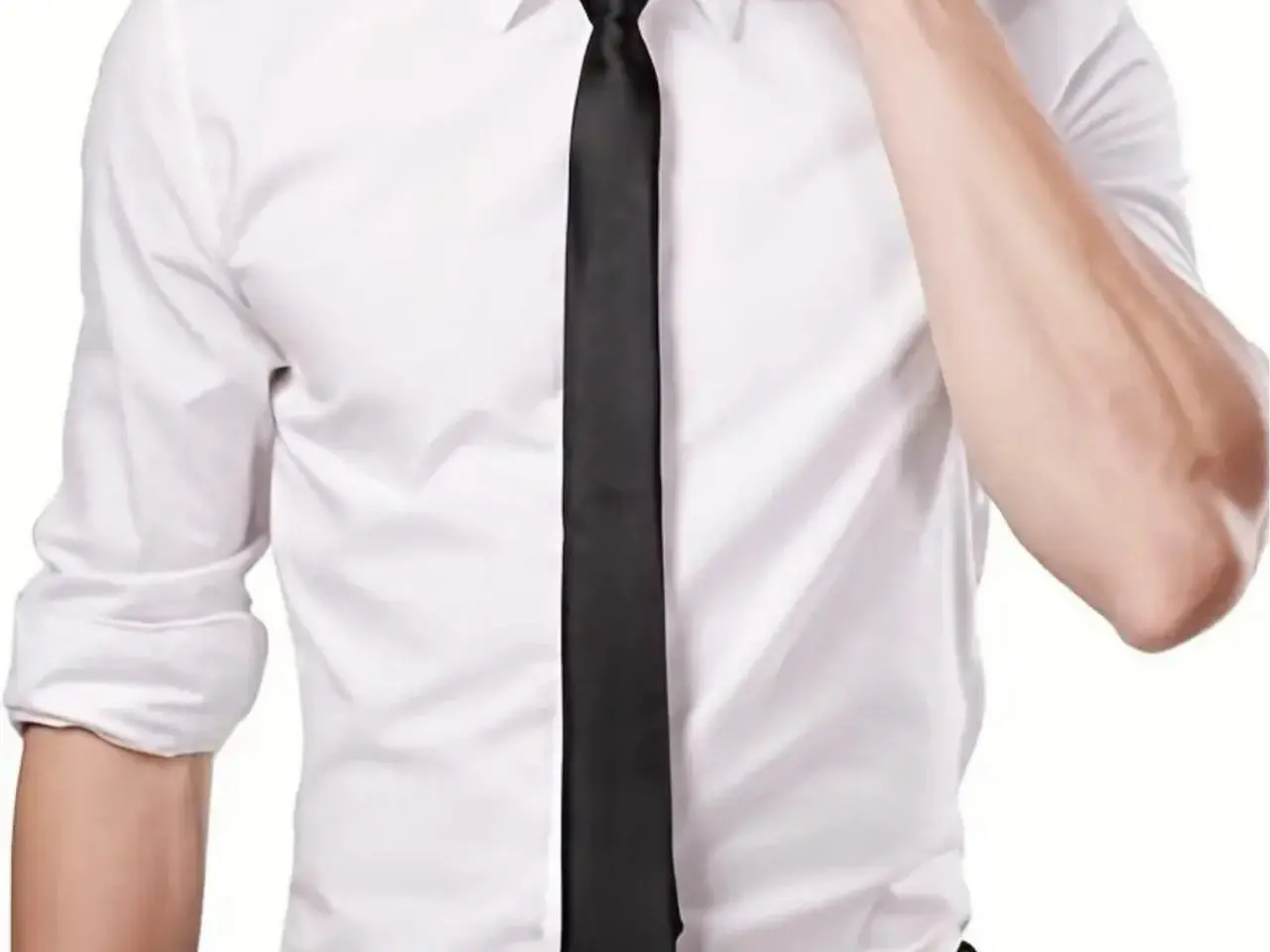 Billede 1 - Sort smalt slips, polyester (ubrugt)