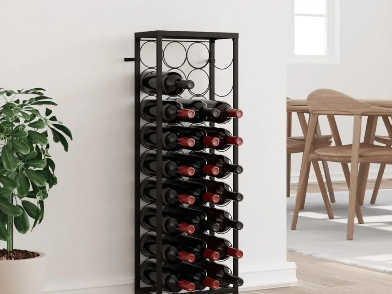 Billede 1 - Vinreol til 27 flasker - 34 × 18 × 100 cm smedejern, sort