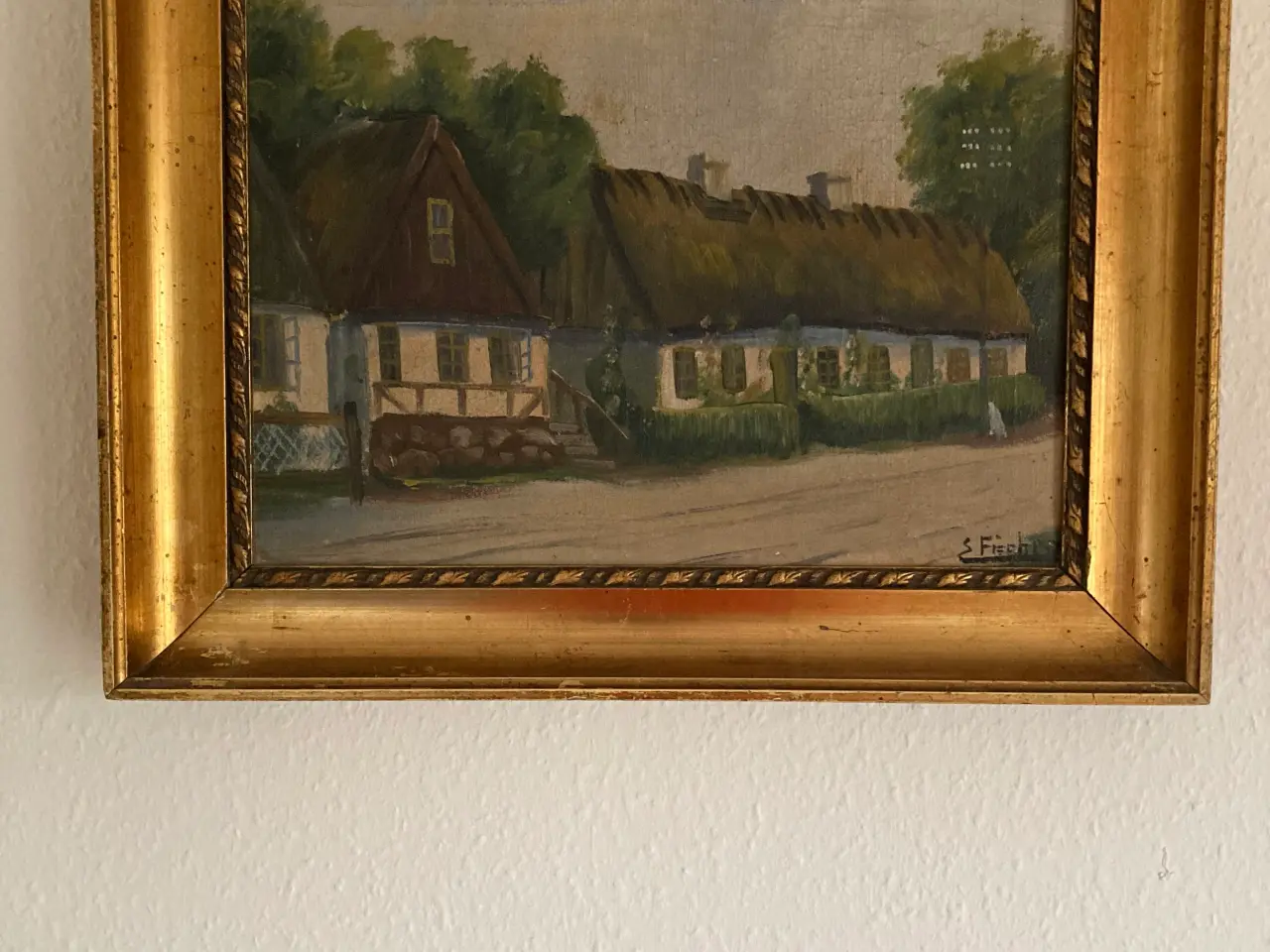 Billede 2 - Maleri stråtækt ved vej