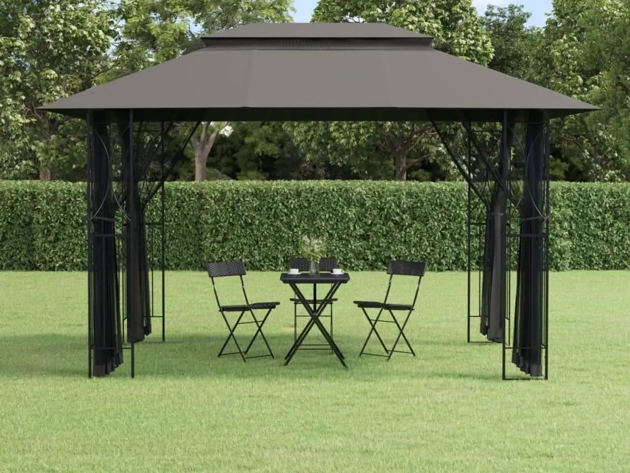 Billede 1 - Pavillon med sidevægge 400x300x270 cm stål antracitgrå