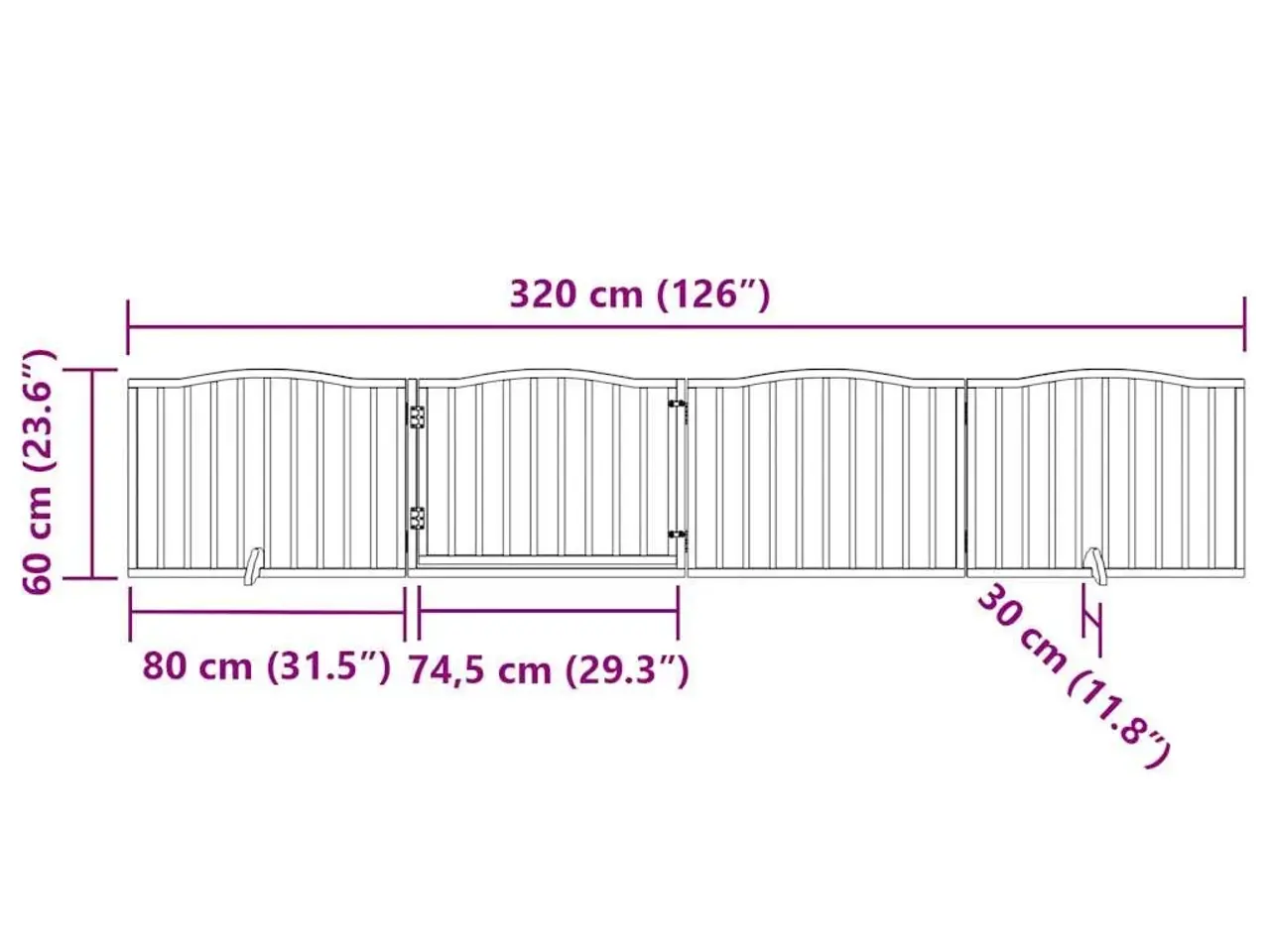 Billede 11 - Hundegitter med dør, foldbar, 4 paneler, sort, 320 cm, poppeltræ