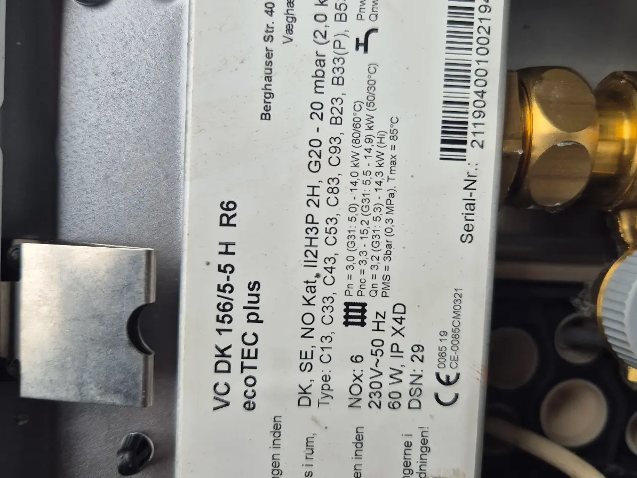 Billede 3 - Vaillant gasfyr vc dk 156/5 med varmtvandsbeholde