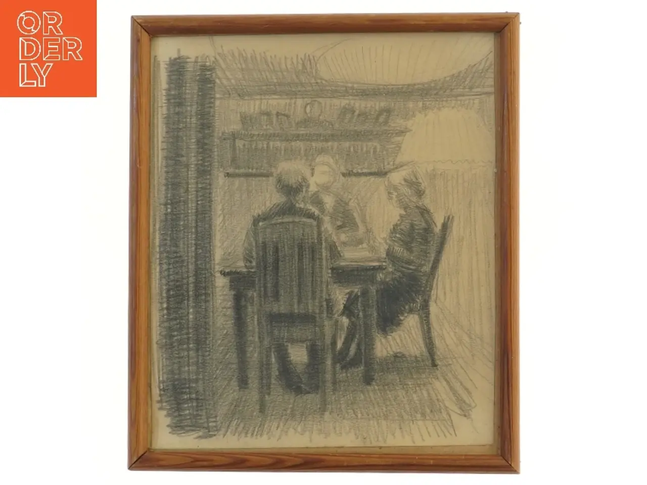Billede 1 - Kunsttegning i ramme (str. 24,5x21 cm)