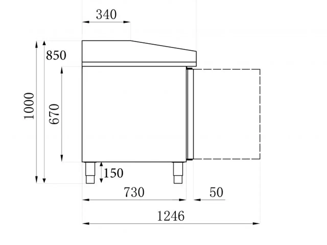 Billede 2 -  Pizzadisk med 2 døre – B1515 x D800 x H1000 mm