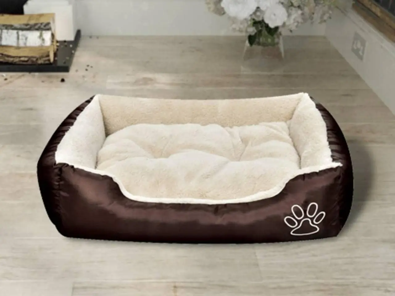 Billede 2 - Varm hundeseng med pude M - brun/beige, vandafvisende