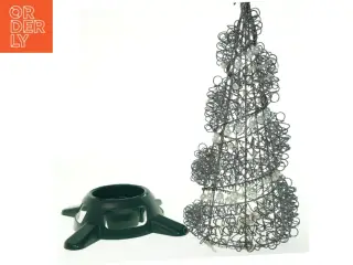 Lys formet som juletræ (batteri) samt lille juletræsfod (str. 29x43 cm)