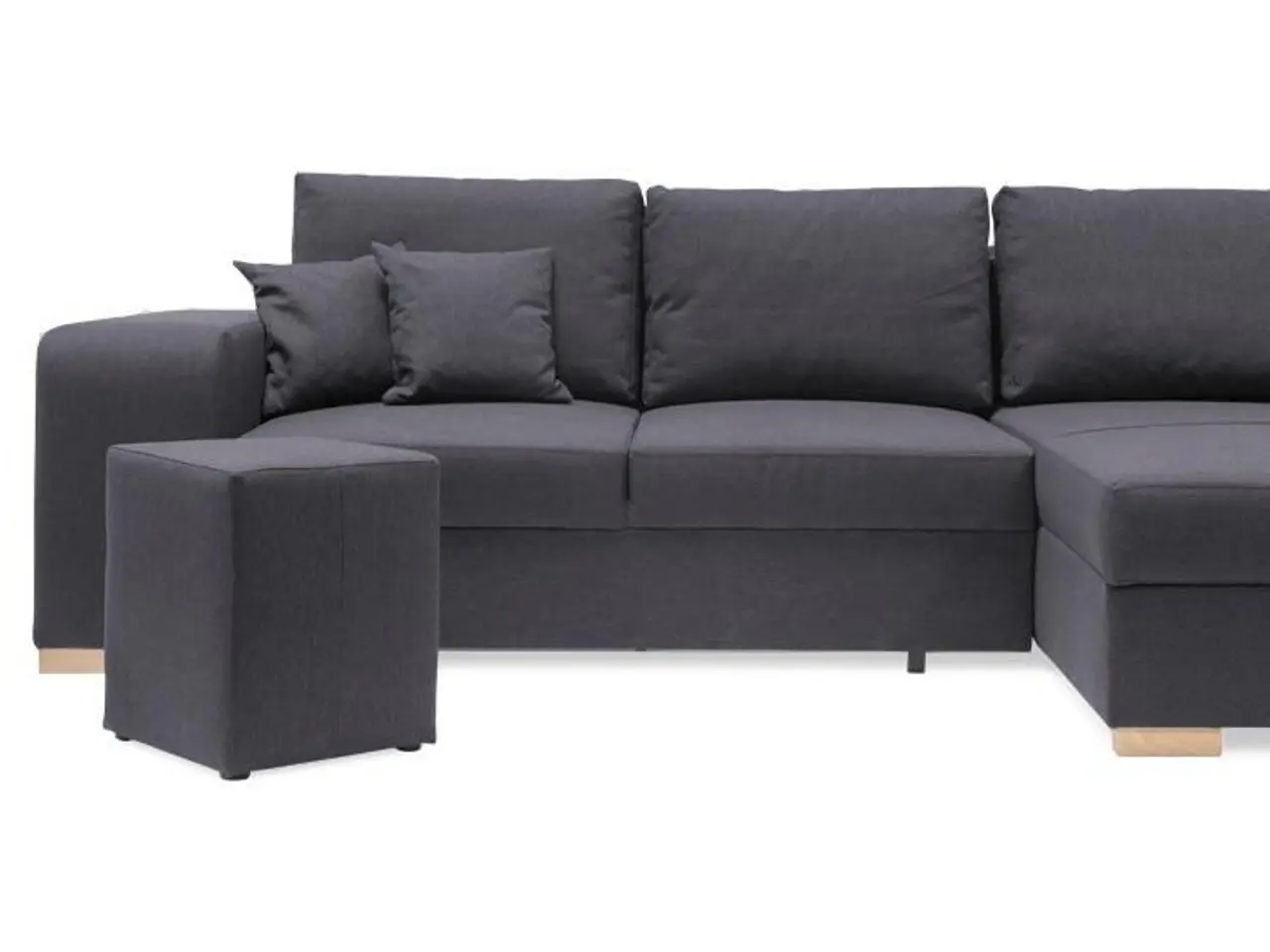 Billede 1 - Mark vendbar sovesofa med chaiselong og 2 puffer - koksgrå Inari 95