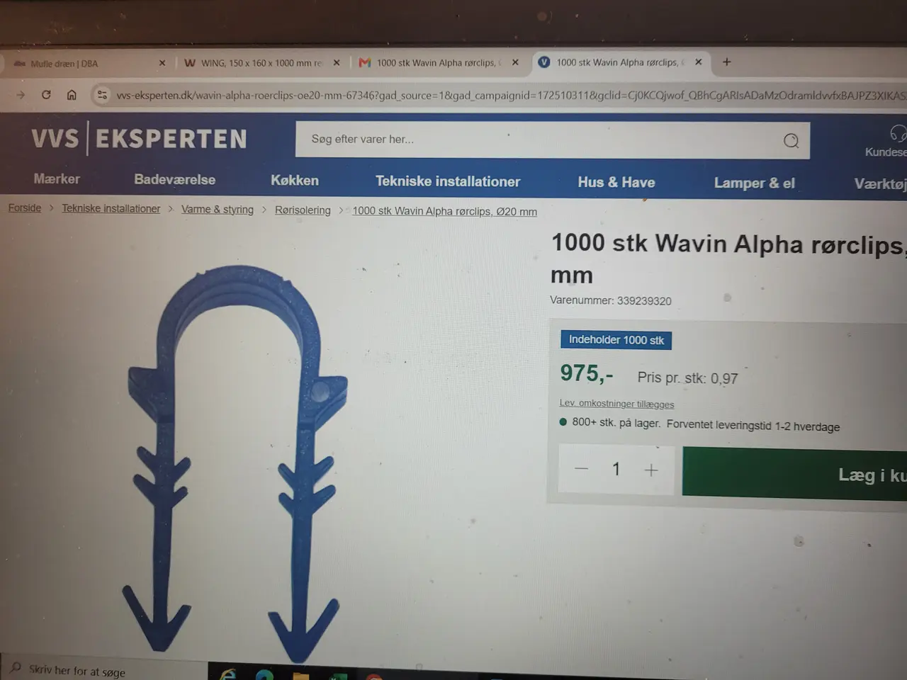 Billede 1 - Wavin rørclips til 20 mm Pexrør 