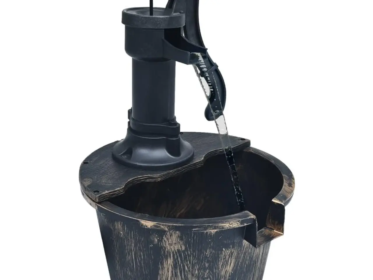 Billede 1 - Havespringvand i tønde med pumpe - bronzefarvet PP, Ø29,5 × 45 cm