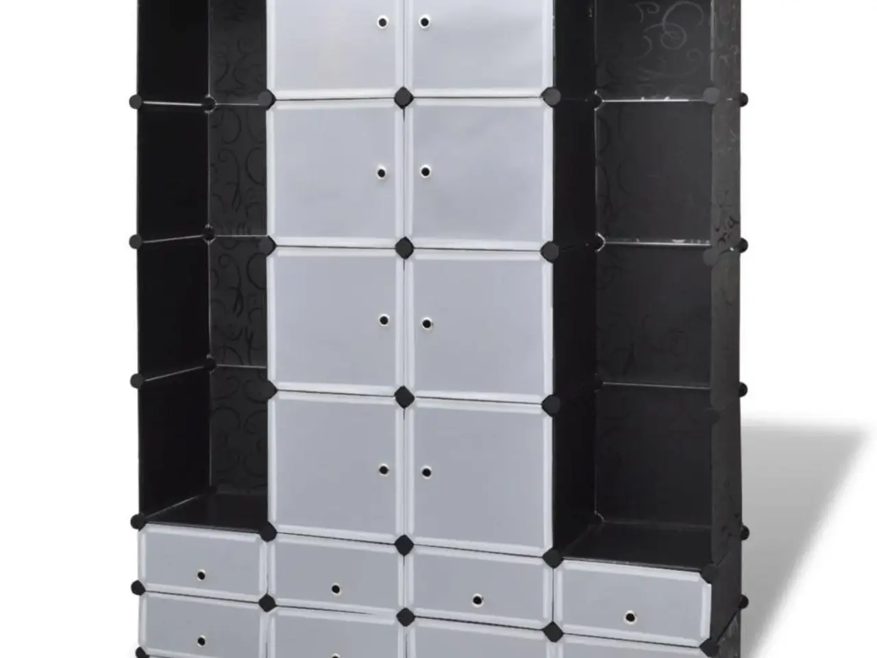 Billede 2 - Modulskab med 18 rum - sort/hvid, 37 × 146 × 180,5 cm