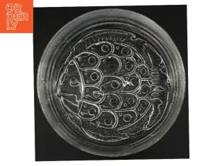 Glas serverings fad med fiskemotiv i bunden (str. 22 x 6 cm)