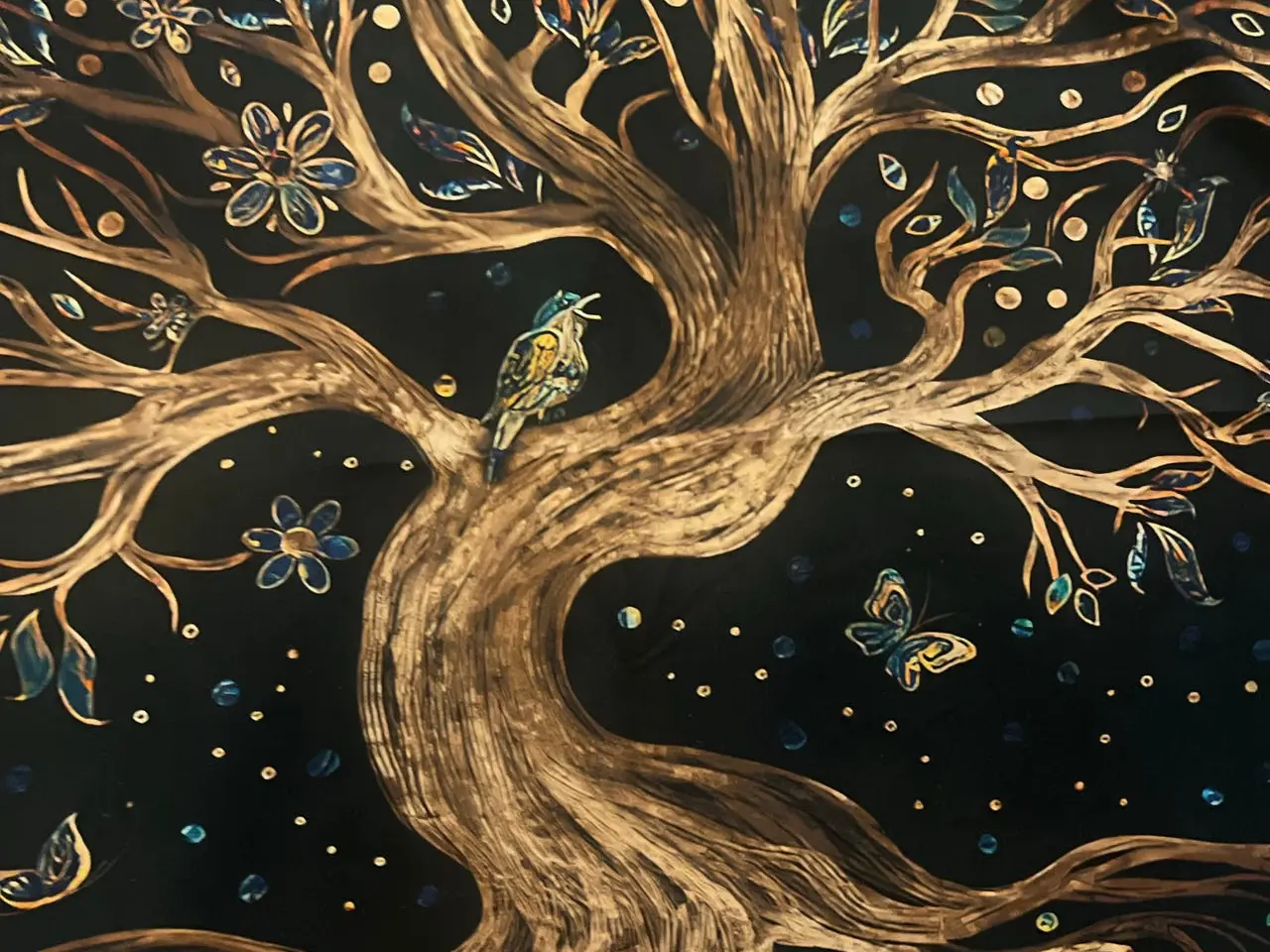 Billede 4 - Tarot dug 73x73cm - Livets træ med måner