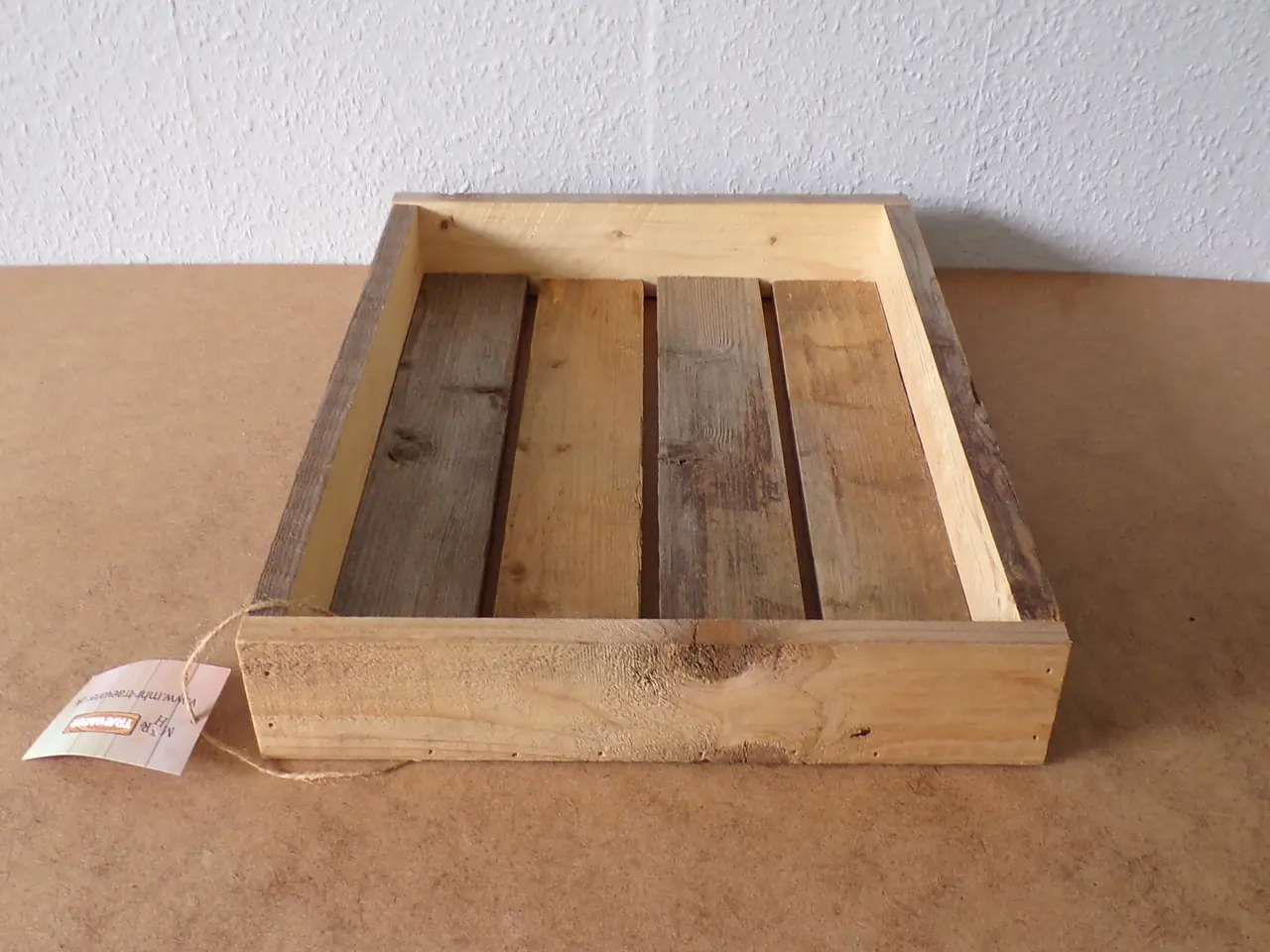 Billede 5 - Bakke i genbrugstræ med patina 45 x 35 cm