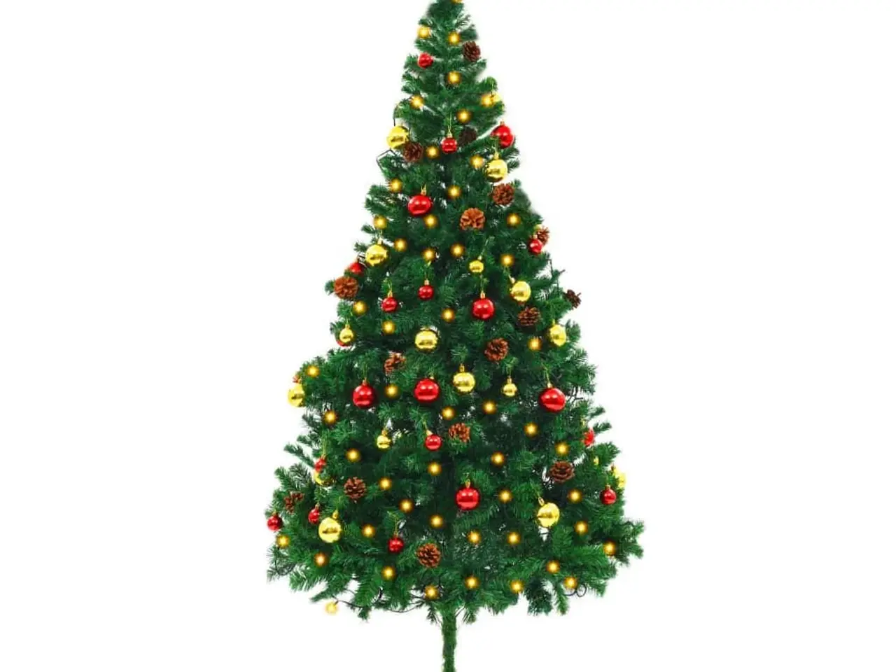 Billede 6 - Kunstigt juletræ med lys og julekugler 210 cm grøn