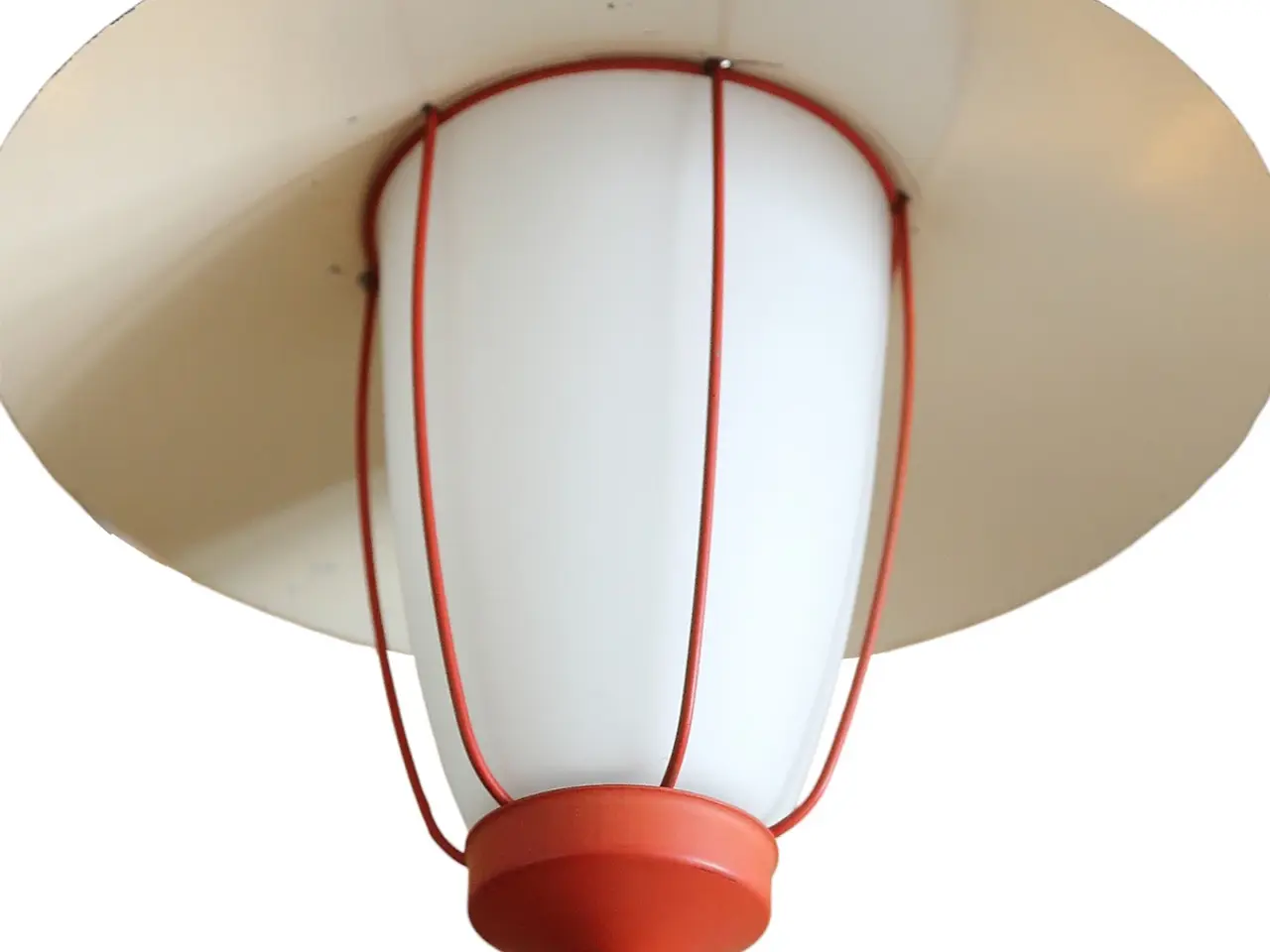 Billede 2 - Mid-Century loftslampe i glas, metal og messing