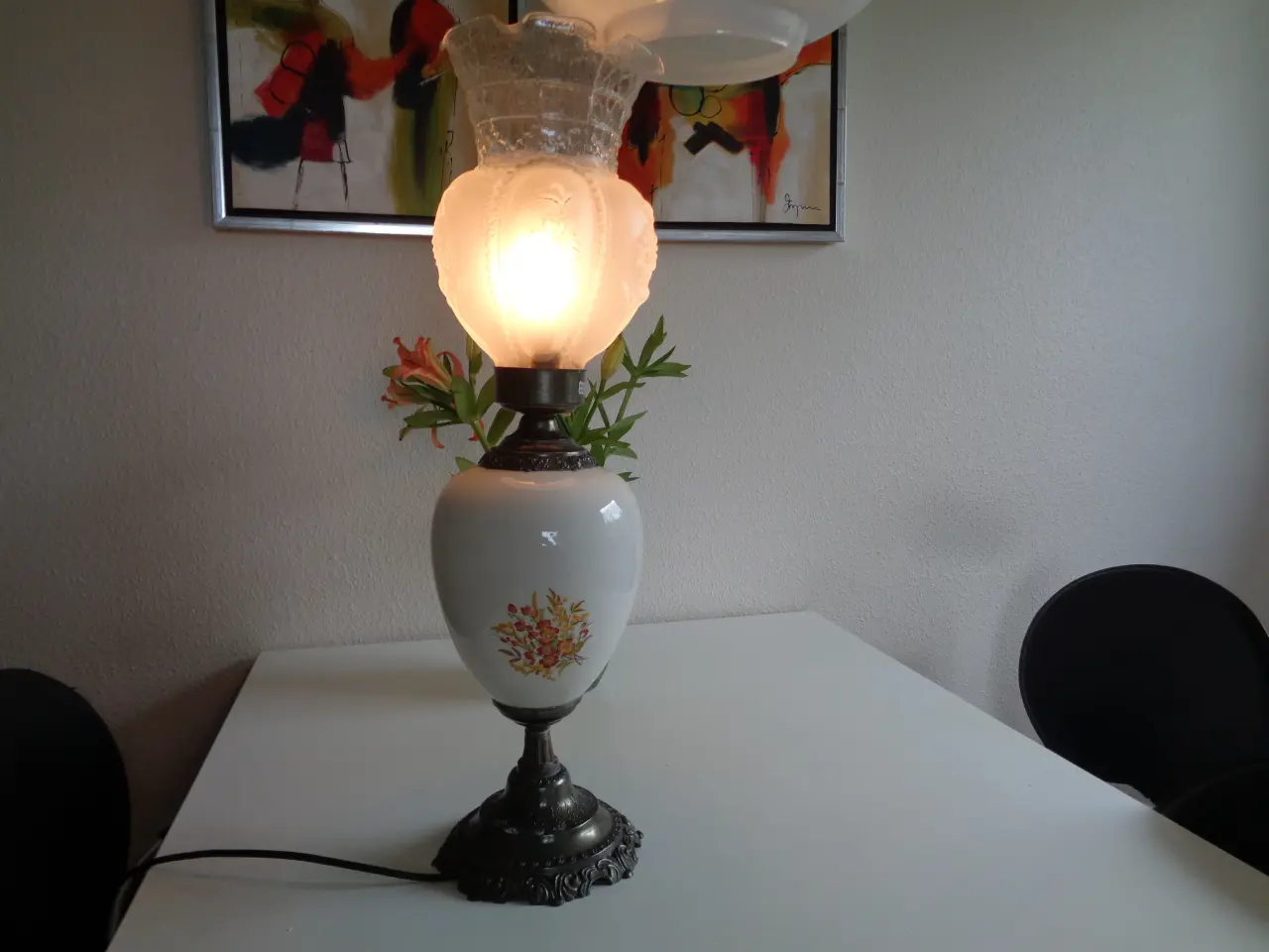 Billede 1 - Antik bordlampe