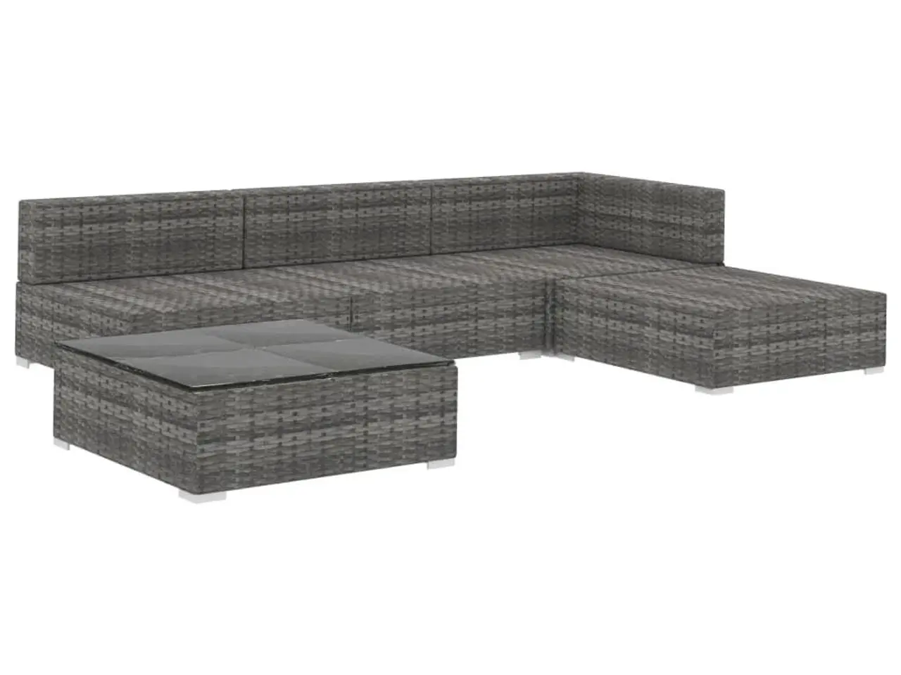 Billede 3 - Loungesæt til haven 5 dele med hynder polyrattan grå