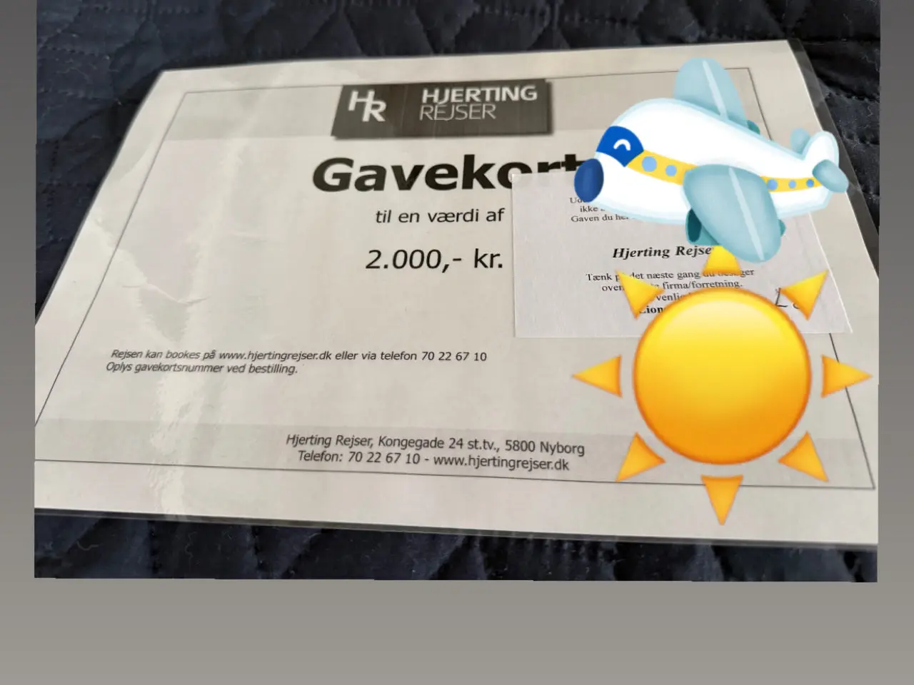 Billede 1 - Gavekort til Hjerting rejser på 2000 kr.
