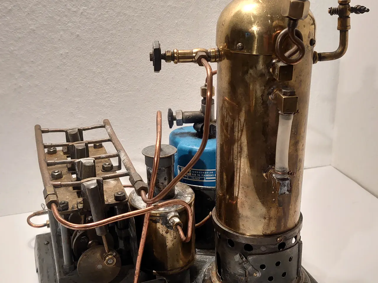 Billede 1 - Unik stor 4 cylindret dampmaskine i messing.