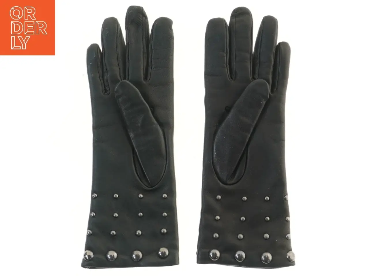 Billede 2 - Læderhandsker med nitter (str. 28,5 cm)