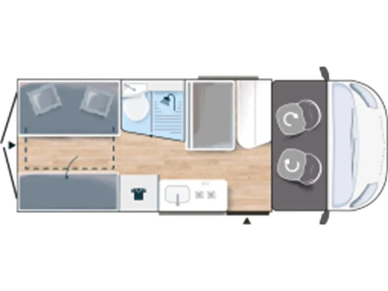 Billede 43 - 2023 - Chausson ROAD LINE V594 VIP MAX UNDER KLARGØRING! Super spændende, kort van med to dobbeltsenge på tværs i køjesystem. 2,2, L motor , 140 HK, solcelle og markise m.m.