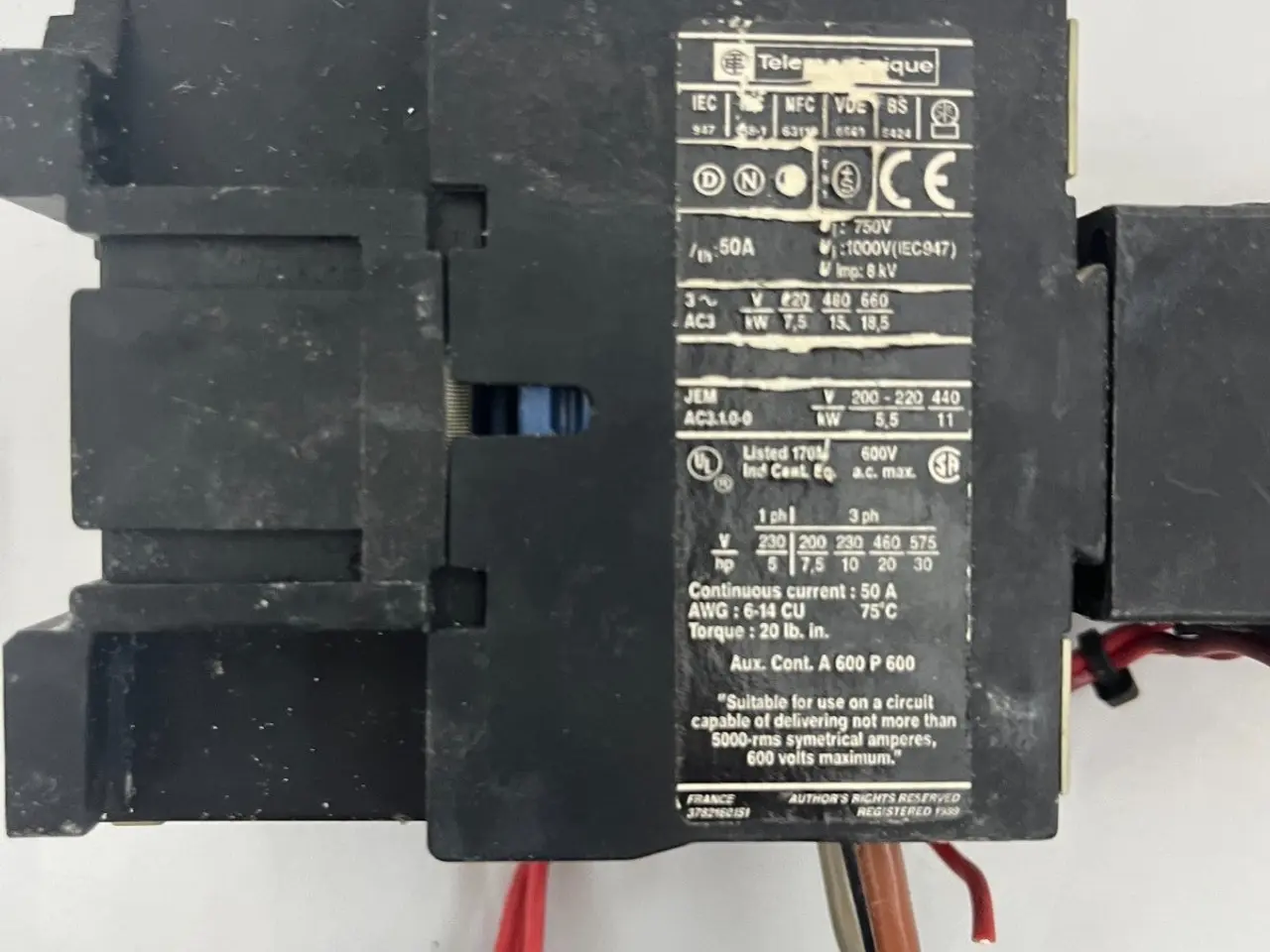 Billede 6 - Telemecanique 40A AC kontaktor + LA2 DS2 Pneumatic