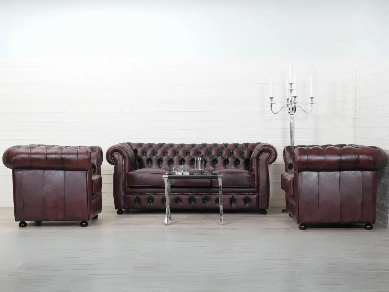 Billede 4 - Liverpool Chesterfield 2-personers sofa - oxblod læder