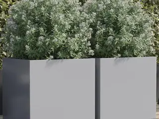 Plantekasser sæt á 2 - 49×47×46 cm i galvaniseret stål, sølvfarvet