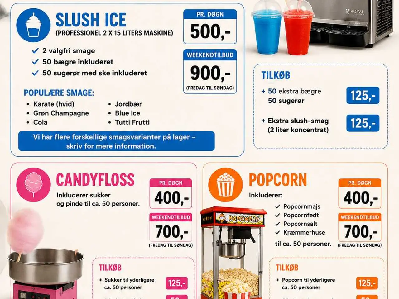 Billede 1 - Slush ice, Popcorn og Candyfloss til leje