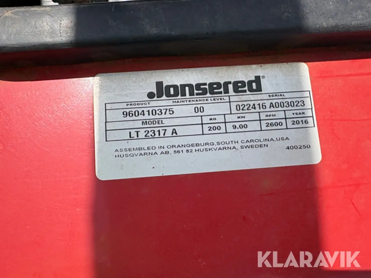 Billede 5 - Græsslåmaskine Jonsered LT2317A