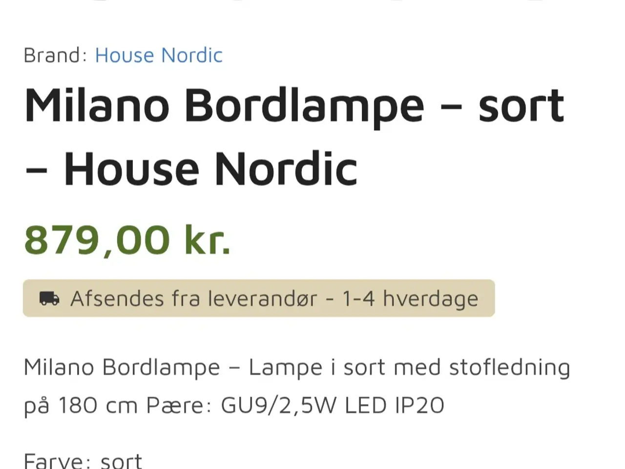 Billede 2 - Milano bordlampe fra HouseNordic 51 cm.
