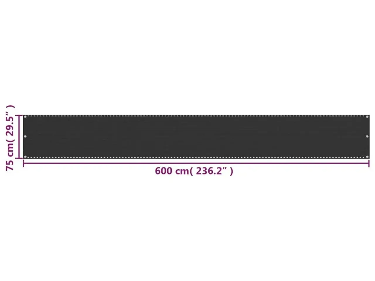 Billede 5 - Balkonafskærmning i HDPE 75 × 600 cm - antracitgrå
