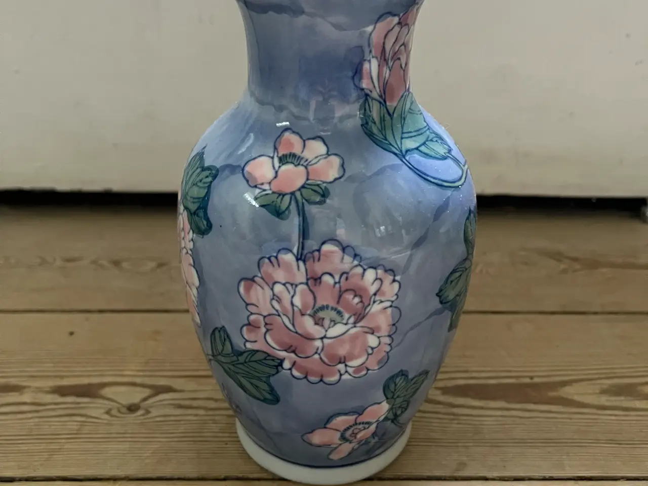Billede 2 - Kinesisk vase med blå, grå og rosa