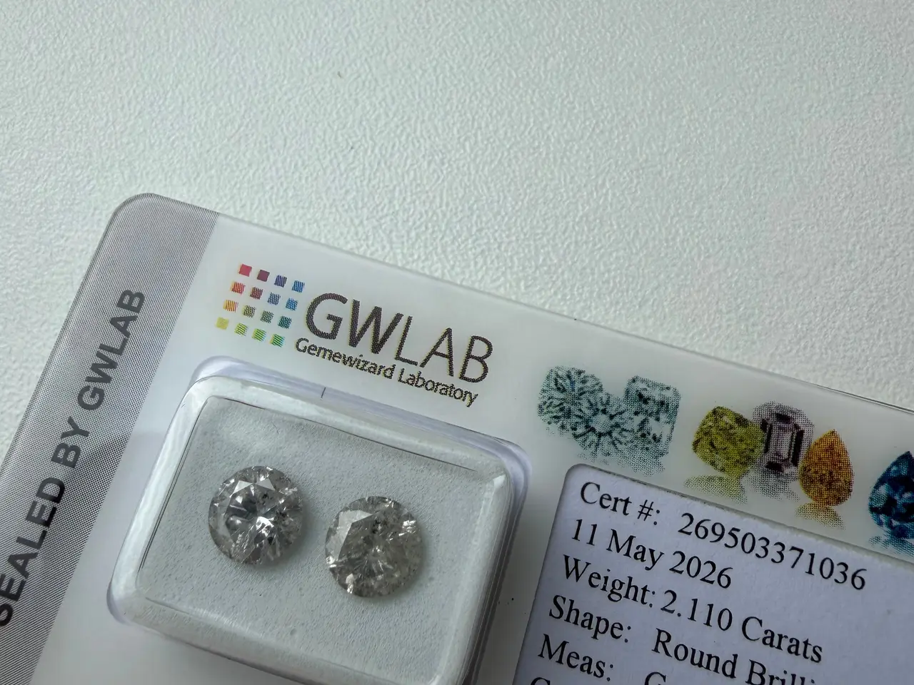 Billede 7 - 2.11 CT Diamanter m. certifikat – D-F farve