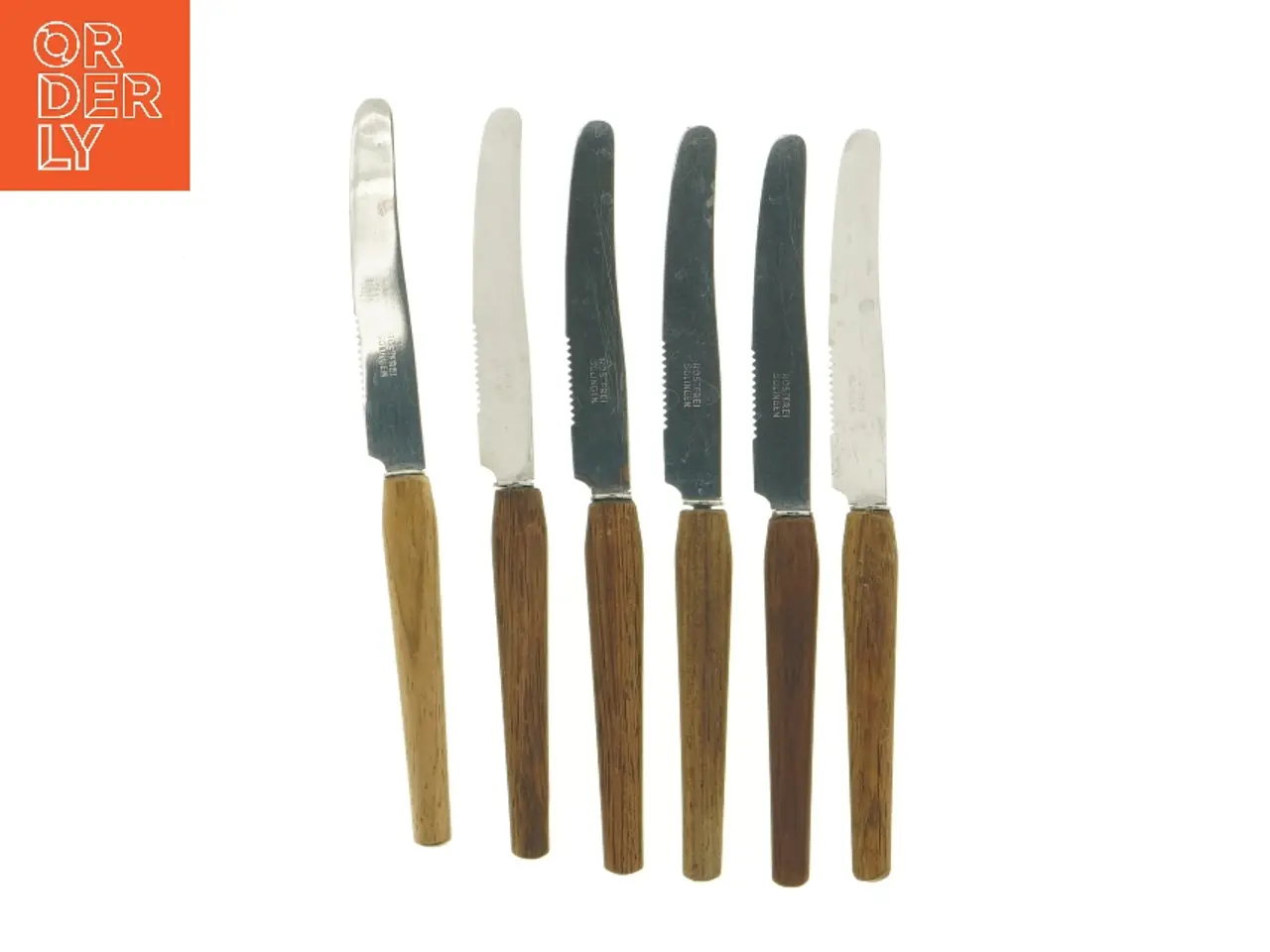 Billede 1 - Vintage smørreknivssæt i træ og stål (str. 17 cm)