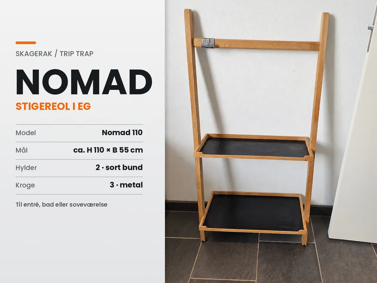Billede 1 - Skagerak/Trip Trap Nomad reol – 2 hylder, 3 kroge