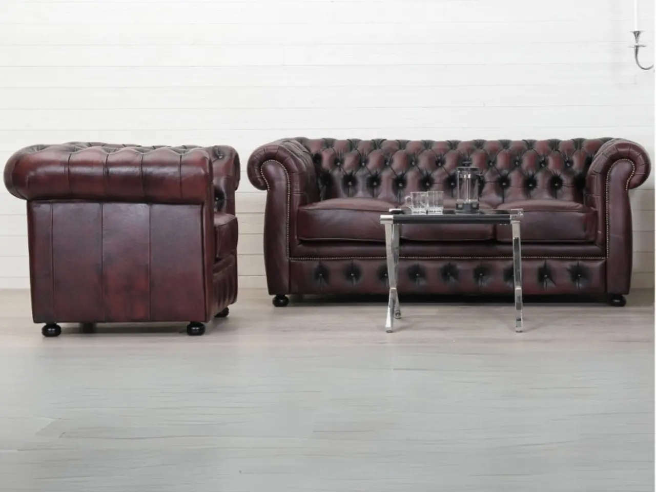 Billede 1 - Liverpool Chesterfield 3+1 pers. sofa - Oxblod læder