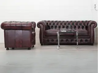 Liverpool Chesterfield 3+1 pers. sofa - Oxblod læder