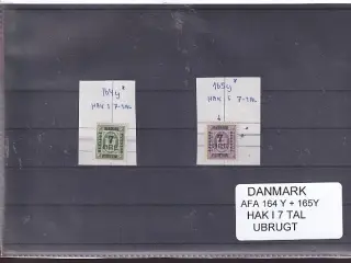 Danmark - AFA 164 Y + 165 Y - Hak i 7 Tal - Ubrugt