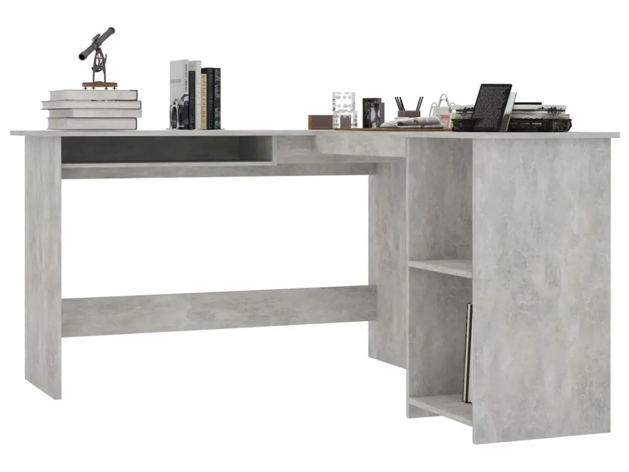 Billede 3 - L-formet skrivebord 120 x 140 x 75 cm - betongrå