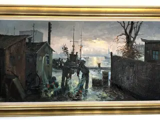 ALLAN KARMS maleri i guldramme
