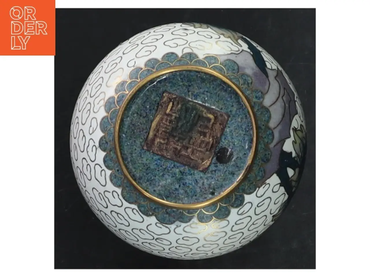 Billede 3 - Cloisonne emalje vase på stand (str. 10x7 cm)